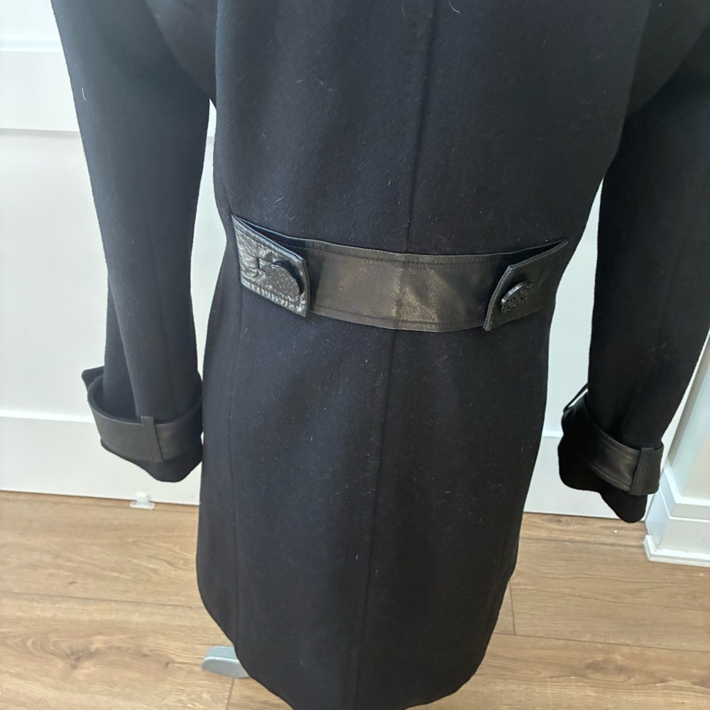 Badgley Mischka Black Trench Coat, wool blend - Picture 4 of 6